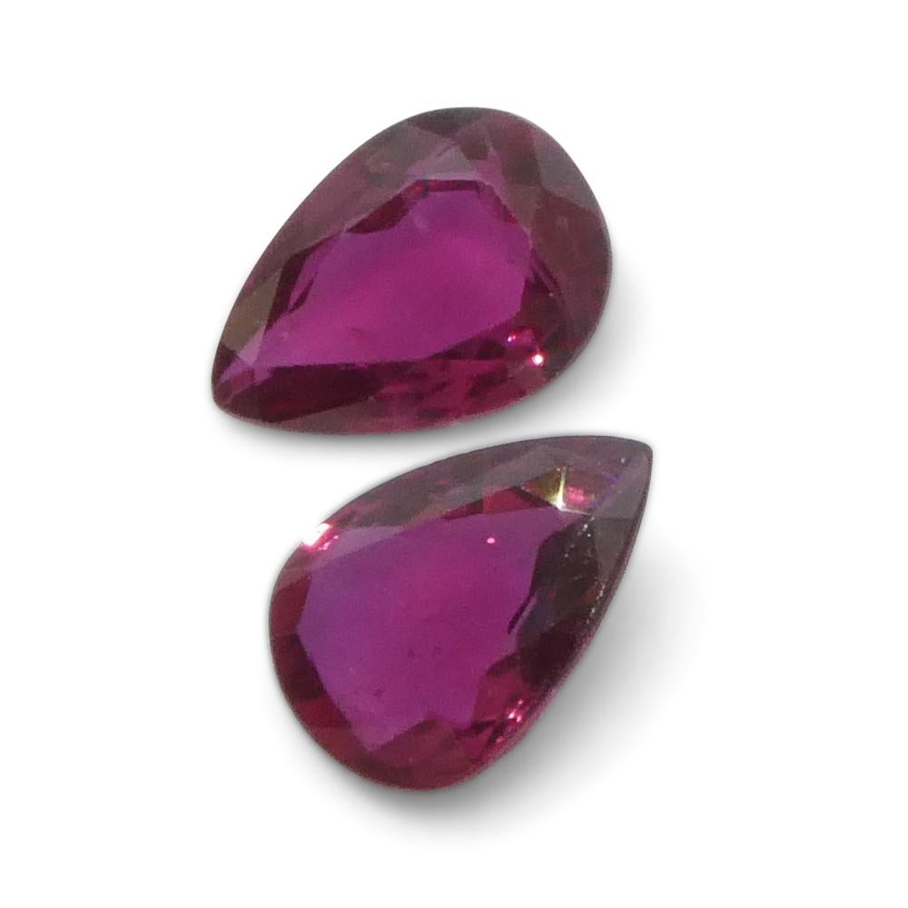 1.58ct Pear Red Ruby from Thailand Pair For Sale 8