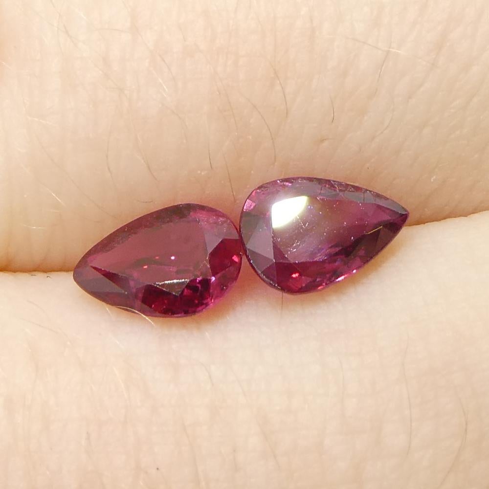 1.58ct Pear Red Ruby from Thailand Pair For Sale 3