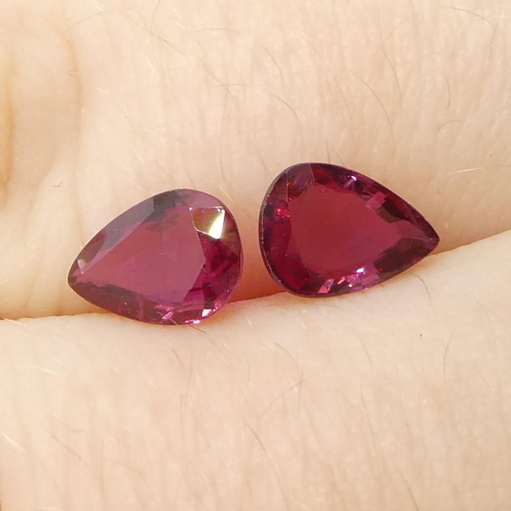 1.58ct Pear Red Ruby from Thailand Pair For Sale 4