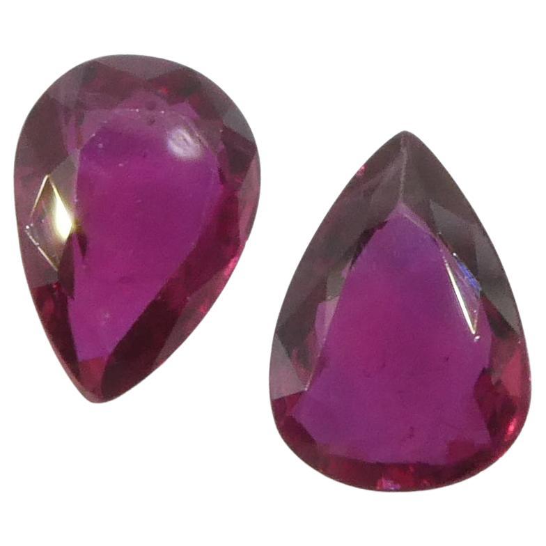 1.58ct Pear Red Ruby from Thailand Pair For Sale