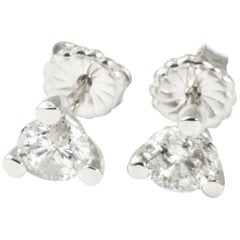 1.58 Carat Round Diamond 14 K Gold Custom Three-Pronged Martini Stud Earrings