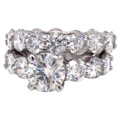 1.58ct Round Diamond with 8 Side Diamonds Engagement Ring 4.1ct Eternity Band