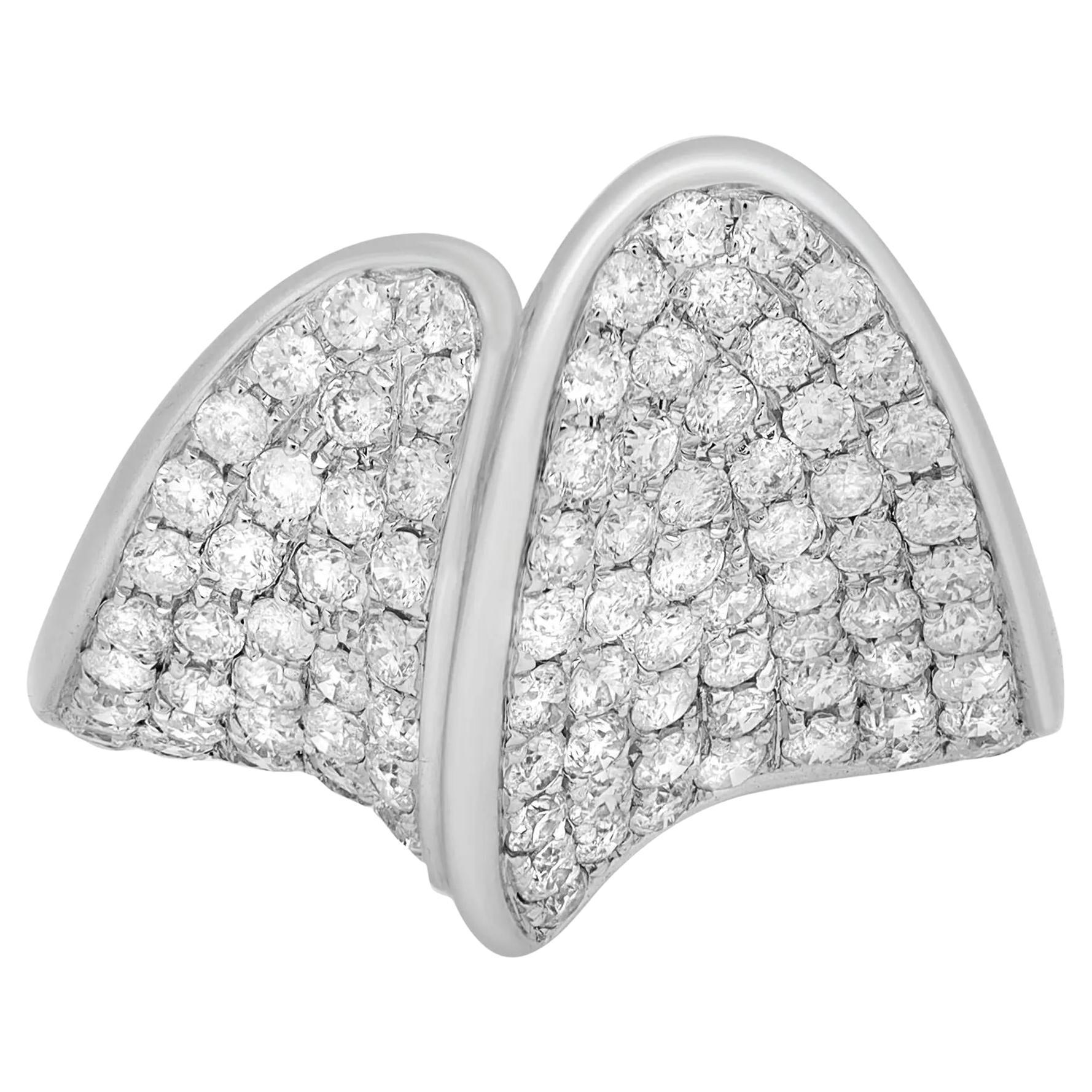 1.58cttw Pave Set Round Cut Diamond Ladies Cocktail Ring 14k White Gold For Sale