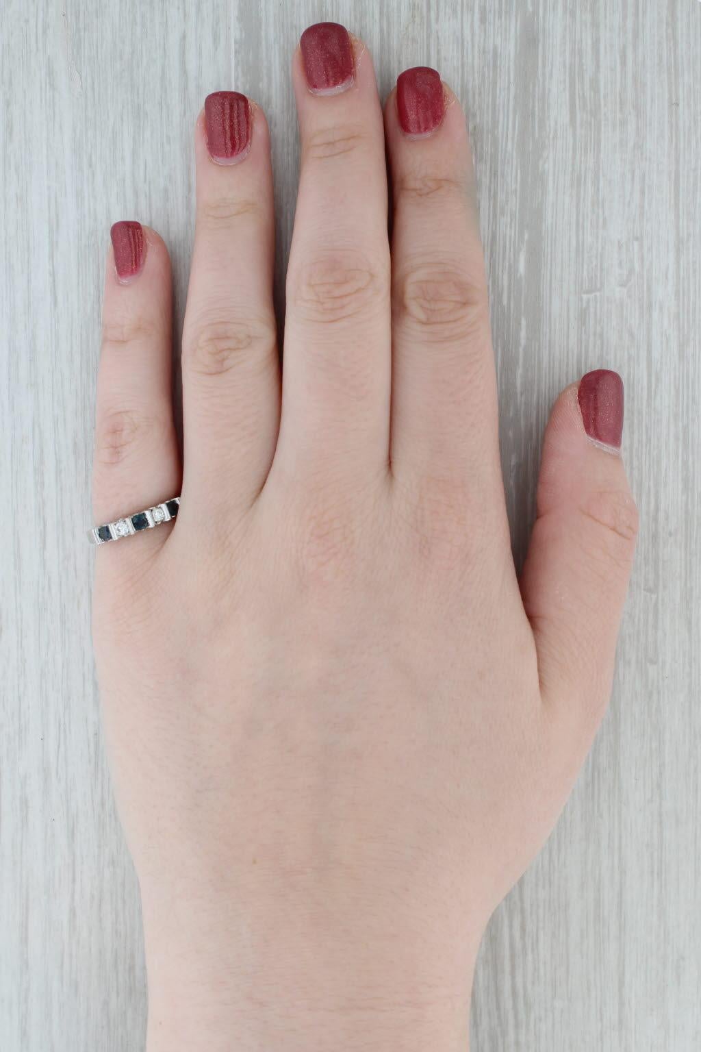 1,58ctw Blauer Saphir Diamant Ring 14k Weißgold Sz 7 Hochzeit Jahrestag Band im Angebot 5