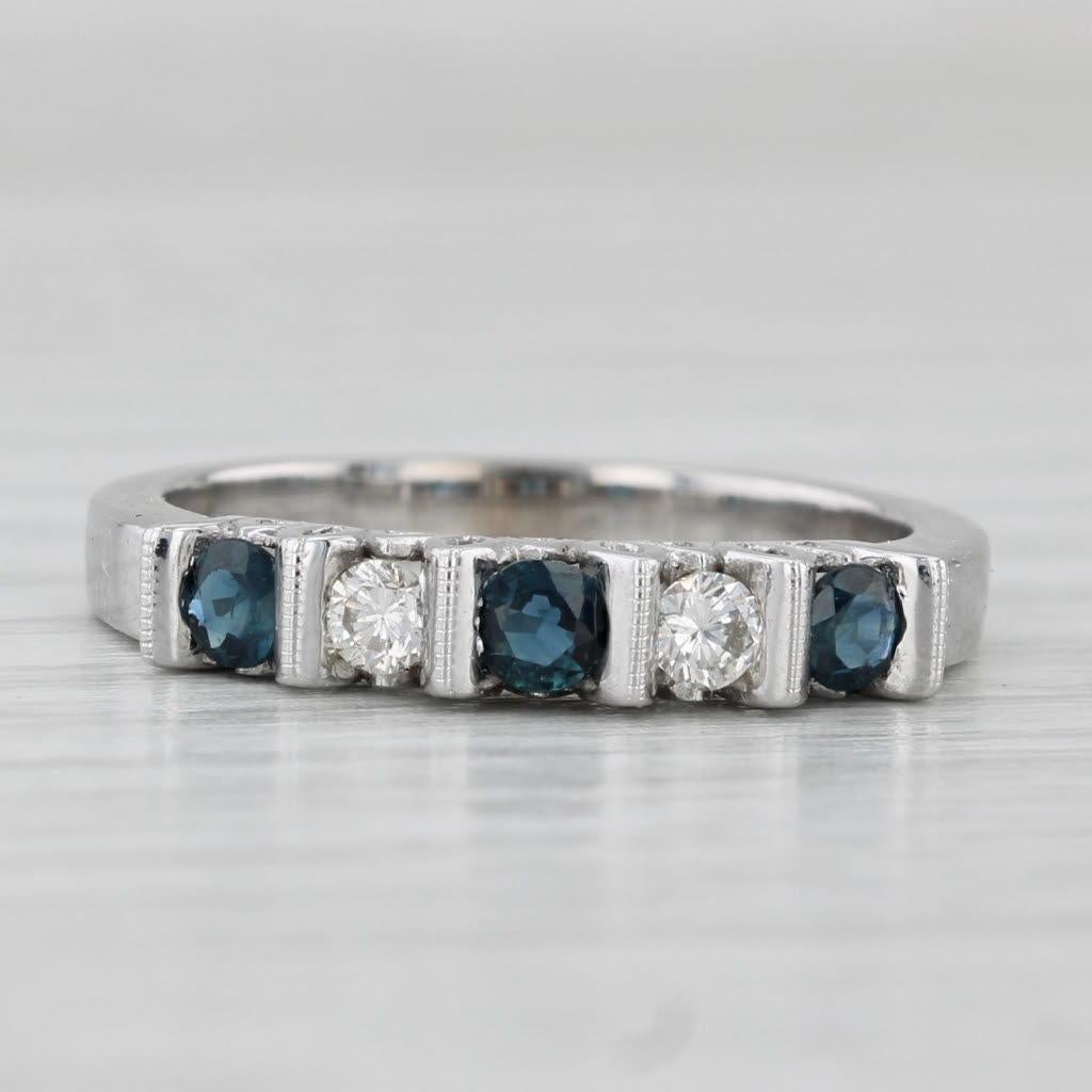1,58ctw Blauer Saphir Diamant Ring 14k Weißgold Sz 7 Hochzeit Jahrestag Band im Zustand „Gut“ im Angebot in McLeansville, NC