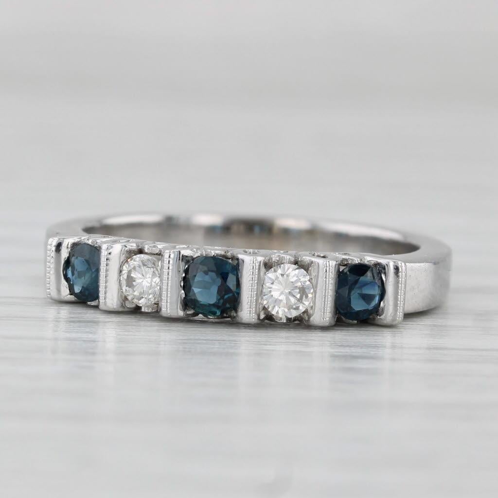 1,58ctw Blauer Saphir Diamant Ring 14k Weißgold Sz 7 Hochzeit Jahrestag Band im Angebot 1