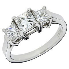 Vintage 1.58ctw Princess Diamond Platinum 3 Stone Ring