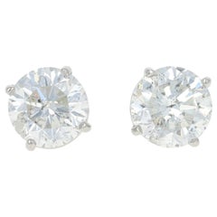 1.58ctw Round Brilliant Diamond Earrings Platinum and 14k Gold IGI Pierced Studs