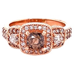 1.59 Carat Brown Diamond Three-Stone Rose Gold Engagement Ring
