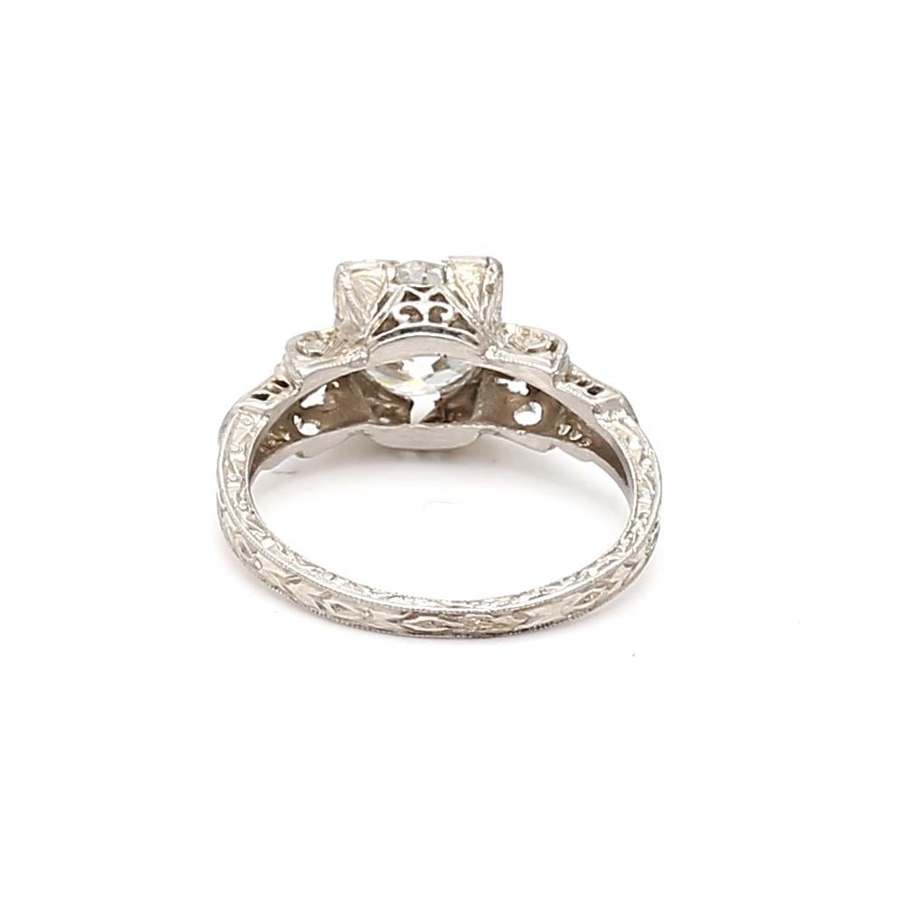 1,59 Karat kreisförmiger Brillant und alter europäischer Diamant Platin Verlobungsring im Angebot 1