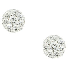 1.59 Carat Cluster Diamond Stud Earrings 18 Karat in Stock