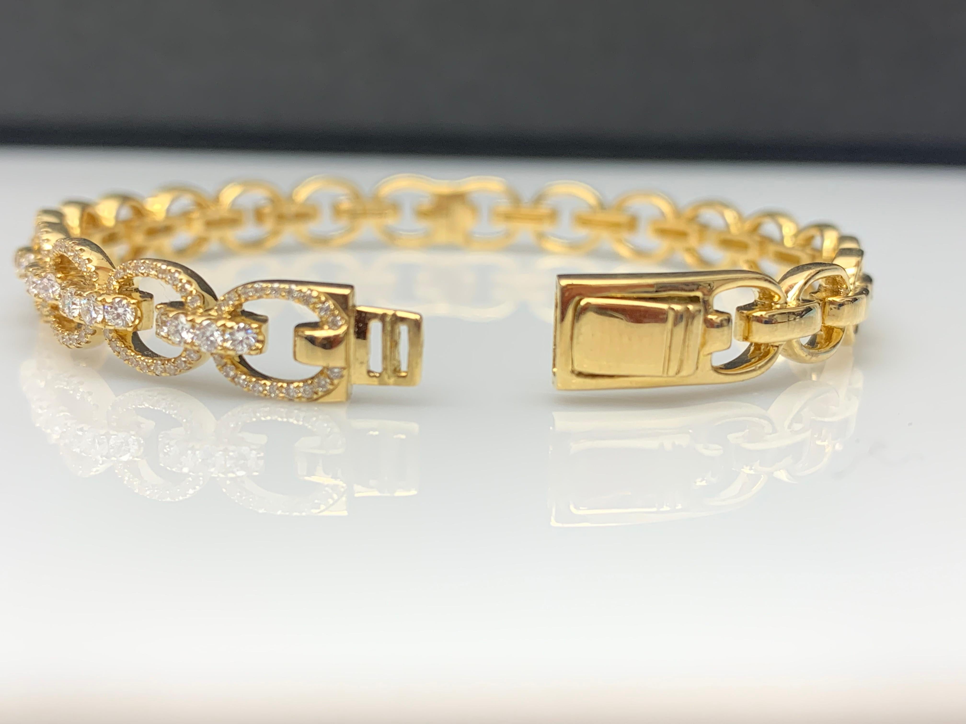 Women's 1.59 Carat Diamond Fashion Bangle in 18K Yellow Gold For Sale