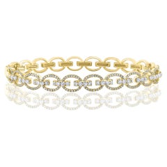 Bracelet jonc à la mode en or jaune 18 carats et diamants 1,59 carat