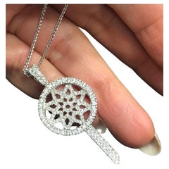 Pendentif clé en or blanc 14 carats avec diamants de 1,59 carat