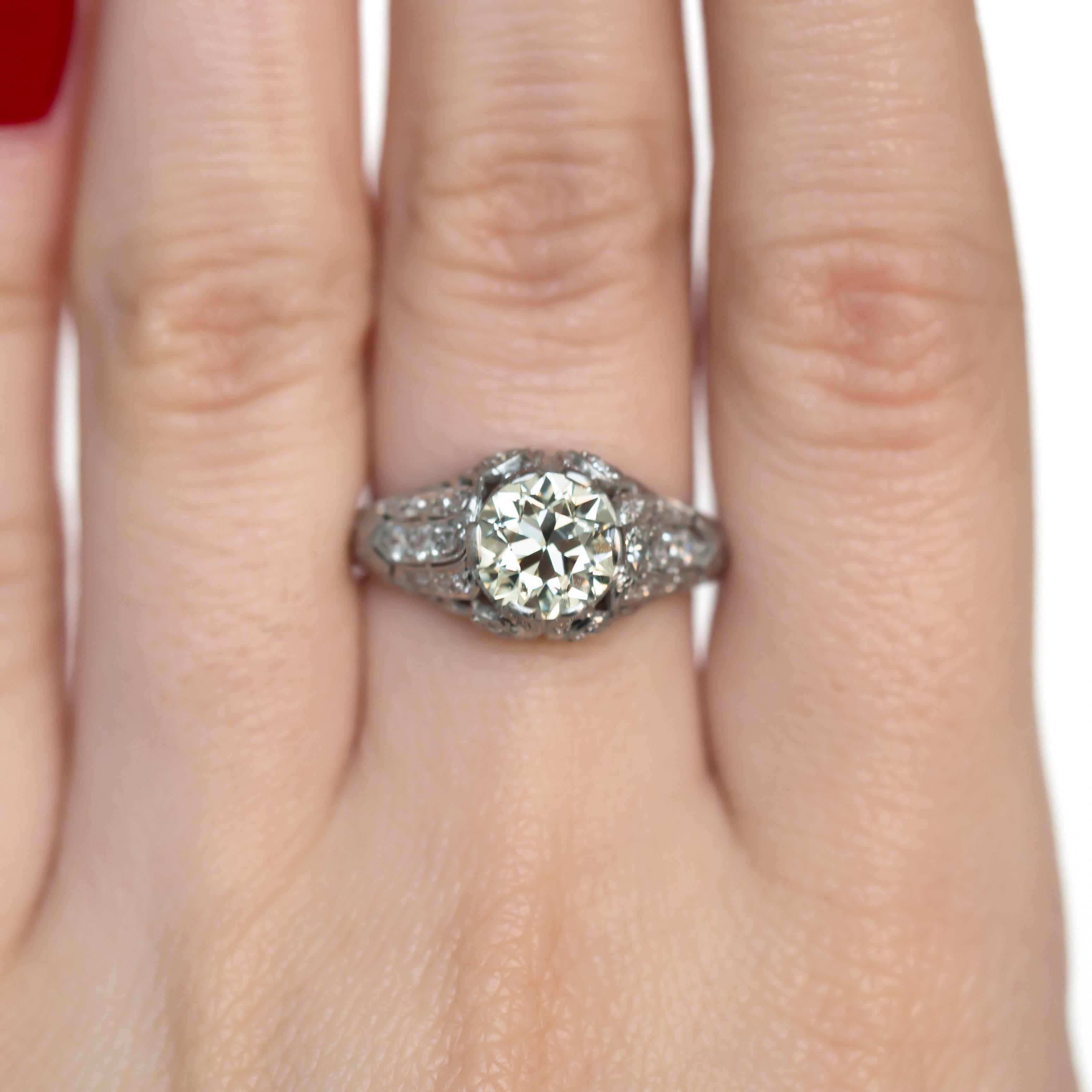 1.59 Carat Diamond Platinum Engagement Ring For Sale 1