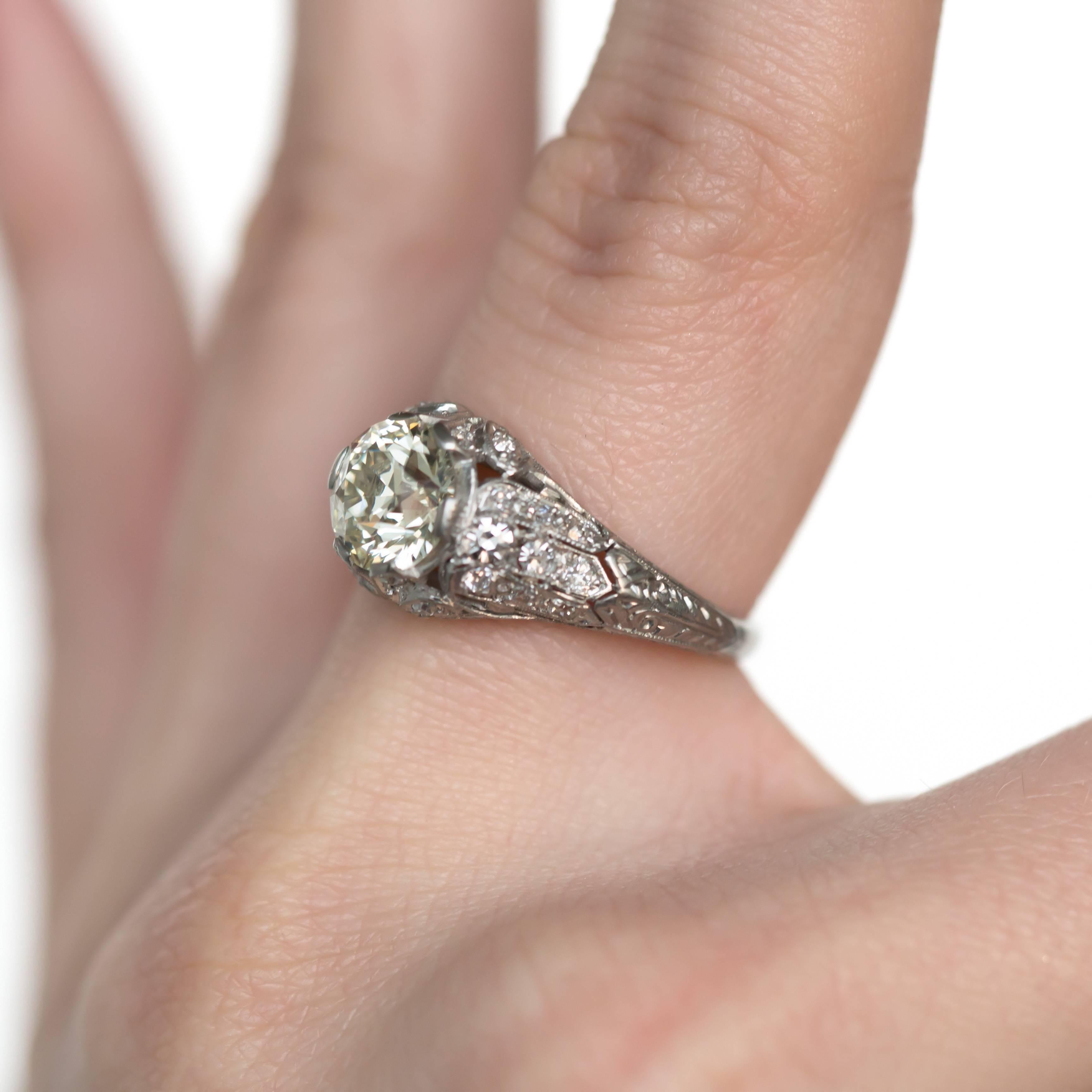 1.59 Carat Diamond Platinum Engagement Ring For Sale 2