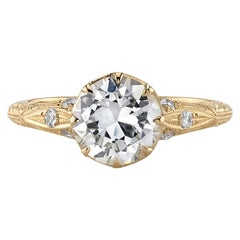 1.59 Carat EGL Certified Old European Cut Diamond Set in an 18 Karat Gold Ring
