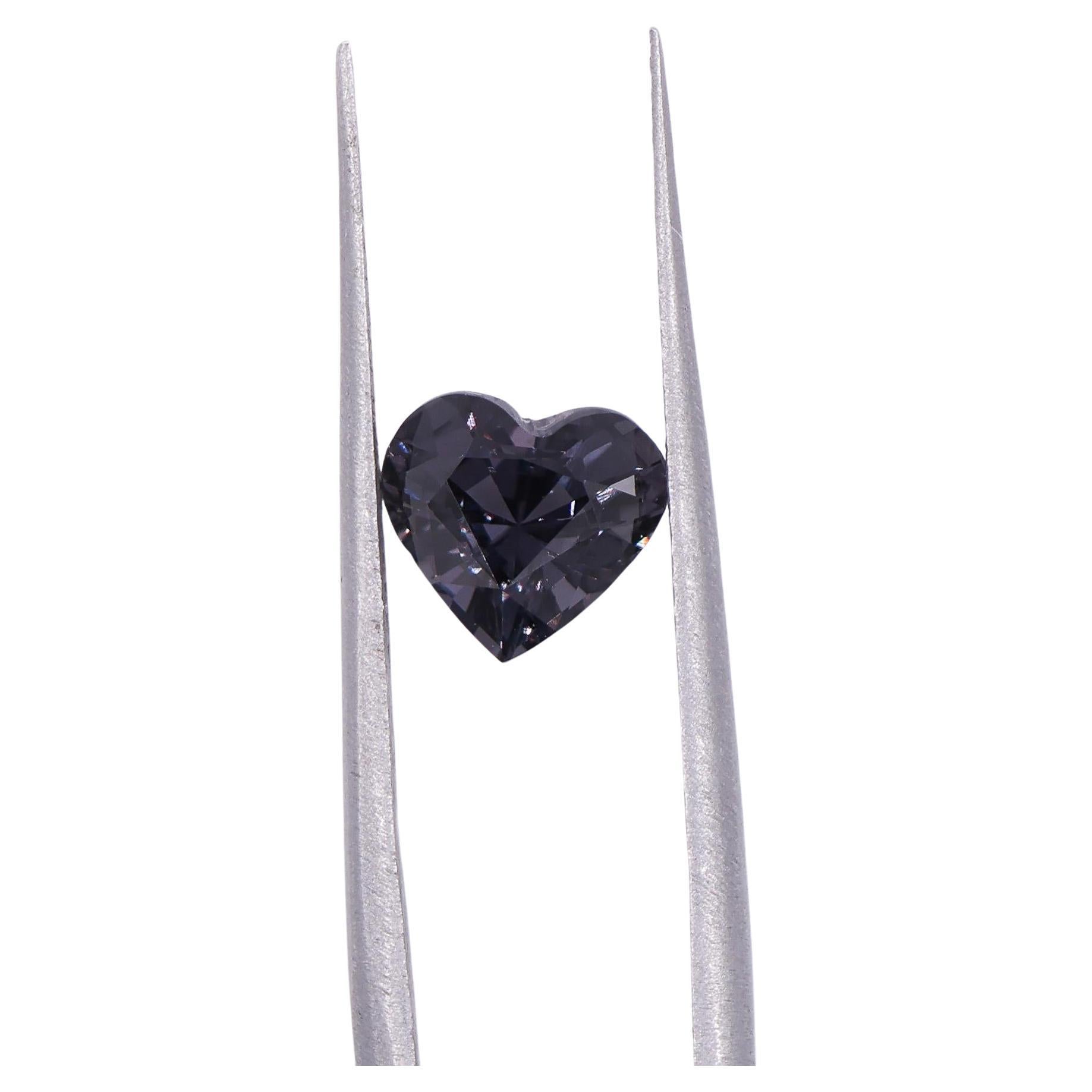1.59 Carat Grey Spinel Gemstone  Heart Shape 8 x 7mm  Loose Gemstone For Sale