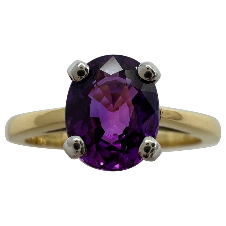 Carat Natural Deep Purple Sapphire Oval Cut 18 Karat Gold