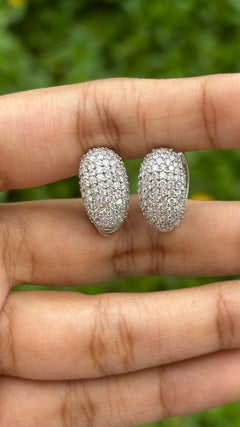 1.59 Carat Natural Diamond Hoop Earrings in 18K White Gold