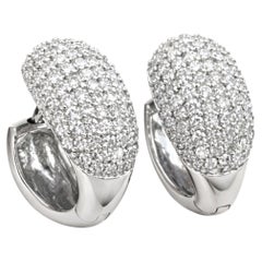 1.59 Carat Natural Diamond Hoop Earrings in 18K White Gold