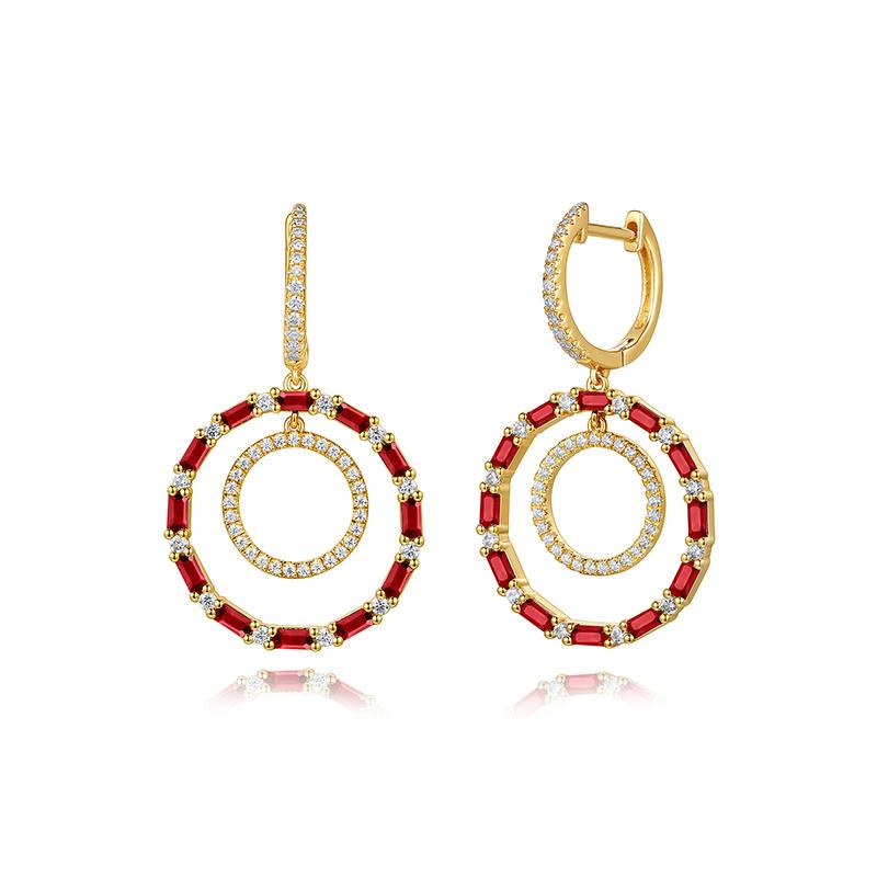 1.59 Carat Natural Diamond and Ruby Earrings G SI 14K Yellow Gold

100% Natural Diamonds and Rubies
1.59CT
G-H 
SI  
14K Yellow Gold  4.93 grams, Prong style 
1 3/8