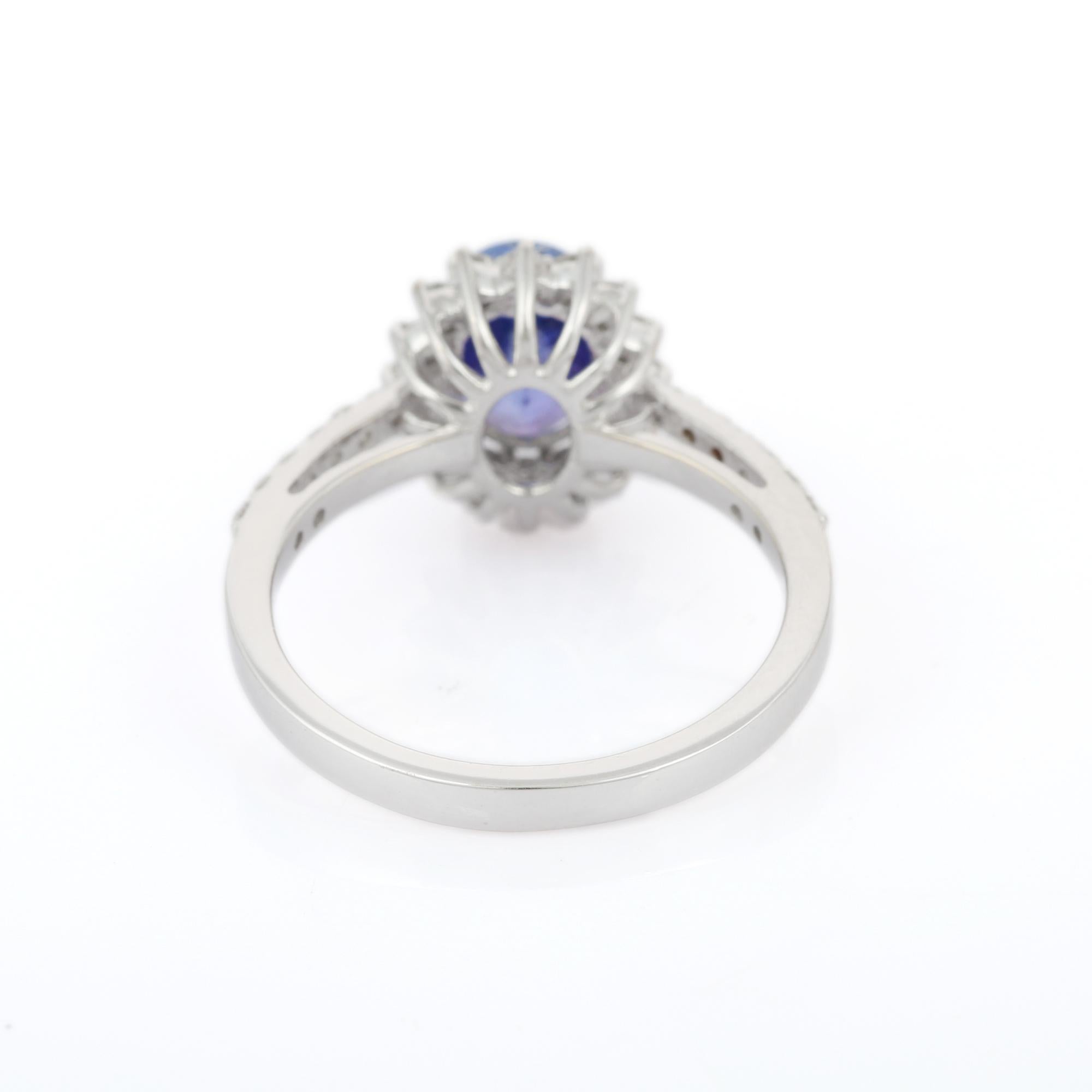 For Sale:  1.59 Carat Natural Tanzanite and Diamond Ring in 18k Solid White Gold 4