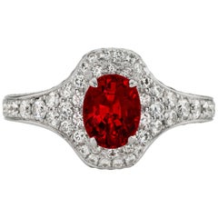 1.59 Carat No Heat Vivid Red Ruby 18 Karat Ring