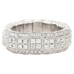 1.59 Carat Pavé Diamond Stretch Wedding Band 18 Karat in Stock