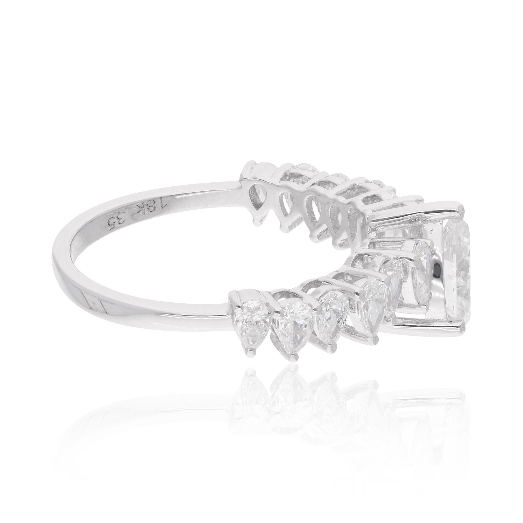 En vente :  1.59 Carat Pear & Oval Diamond Ring 14 Karat White Gold Handmade Fine Jewelry (Bague poire et diamant ovale en or blanc 14 carats) 5