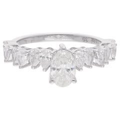 1,59 Karat Birnen- und ovaler Diamantring aus 18 Karat Weißgold Handgefertigter feiner Schmuck