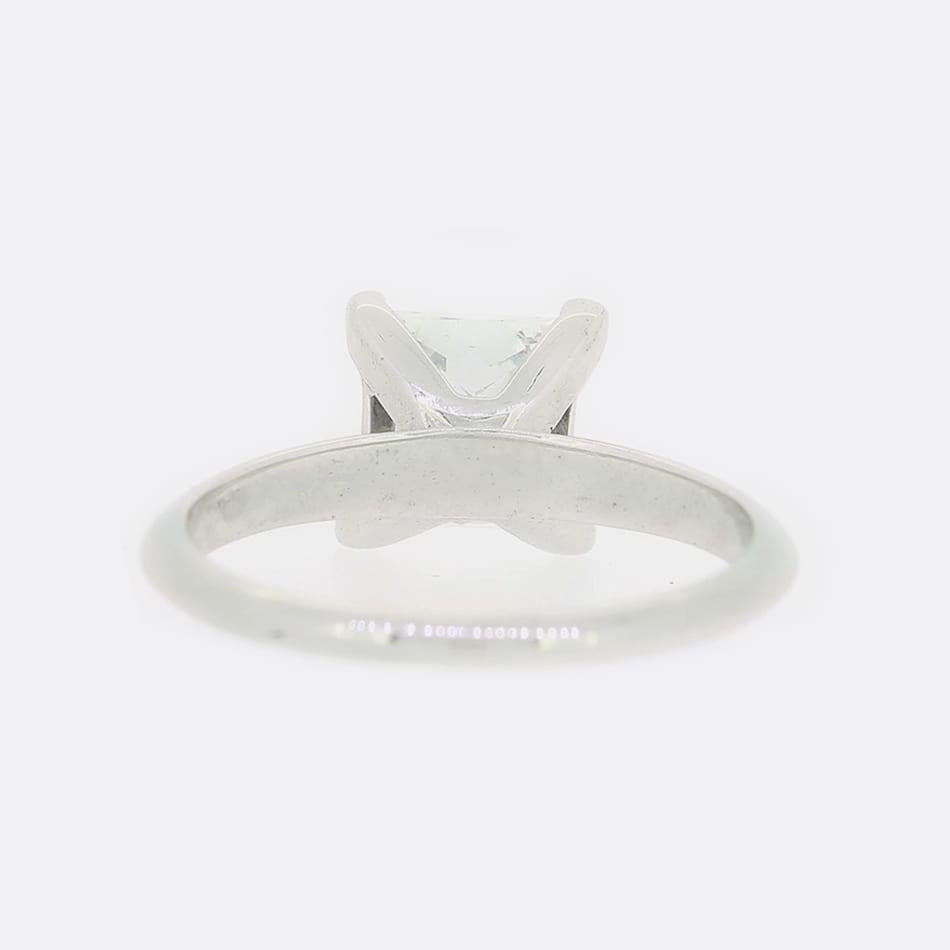 1.59 Karat Diamant im Prinzessinnenschliff Solitär Verlobungsring (Carréschliff) im Angebot