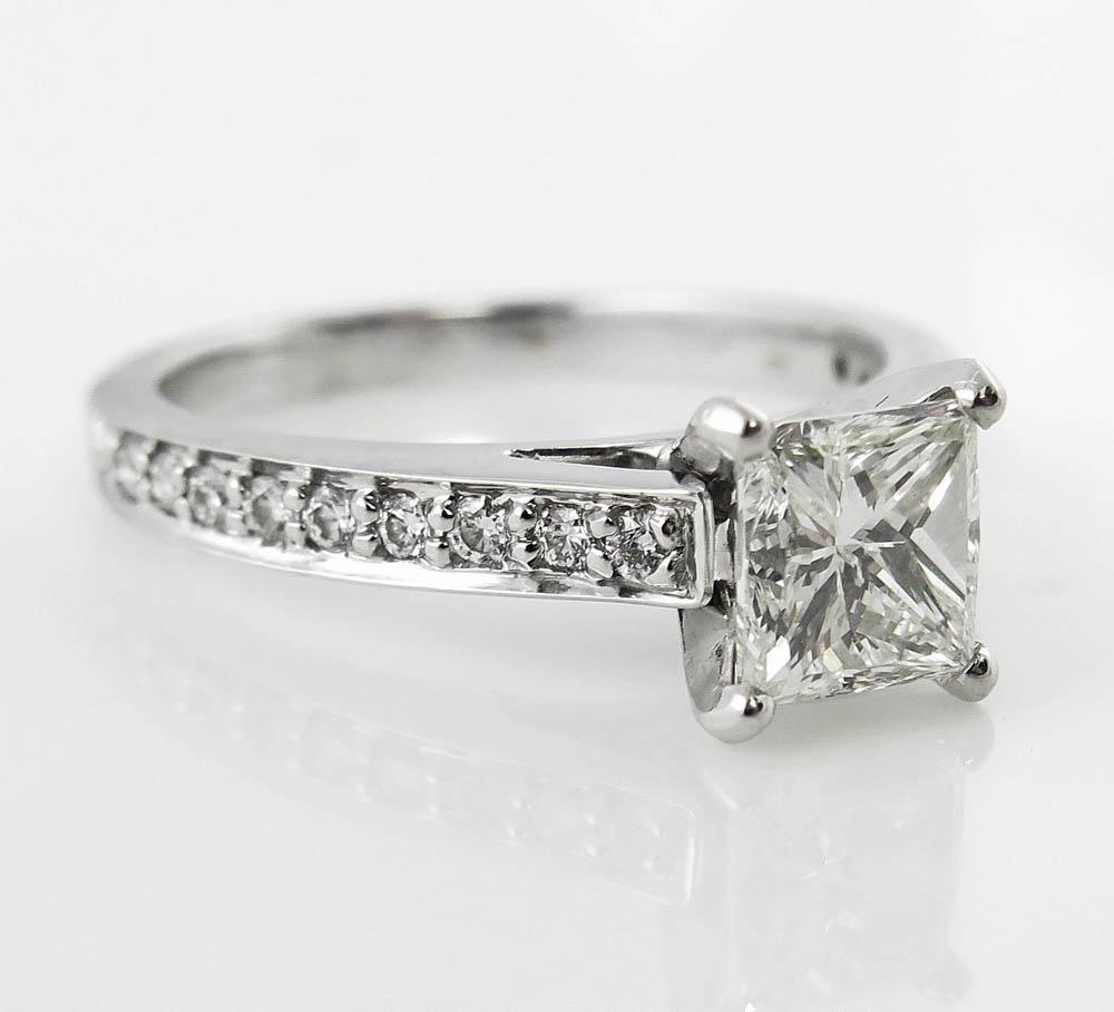 1.59 Carat Princess Diamond Engagement White Gold Ring EGL, USA For Sale 1