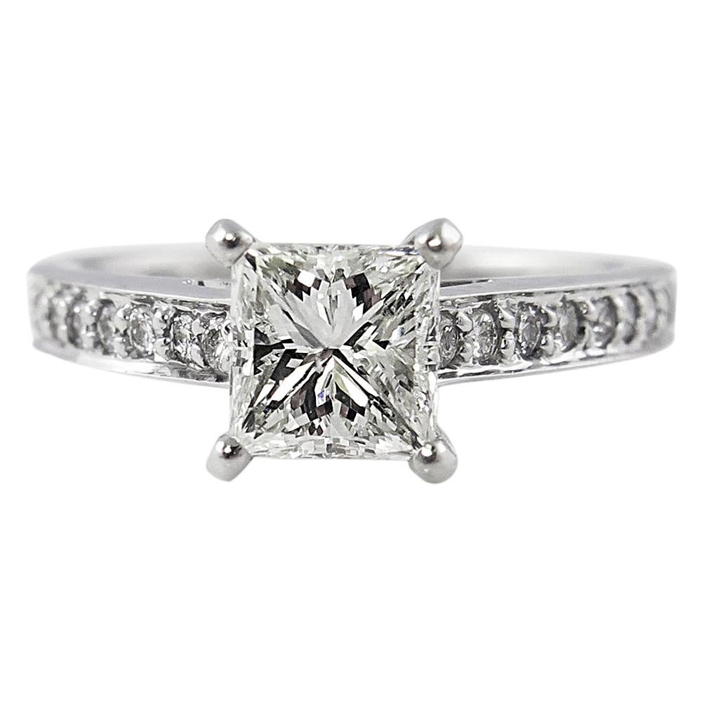 1.59 Carat Princess Diamond Engagement White Gold Ring EGL, USA For Sale