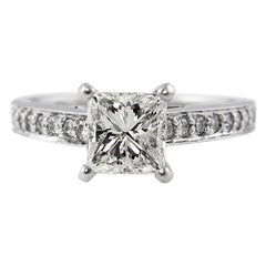 Retro 1.59 Carat Princess Diamond Engagement White Gold Ring EGL, USA