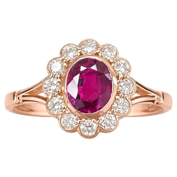 Anillo de rubí de 1,59 quilates en oro rosa de 14 quilates en venta