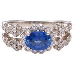 1.59 Carat Sapphire and Diamond Platinum Ring