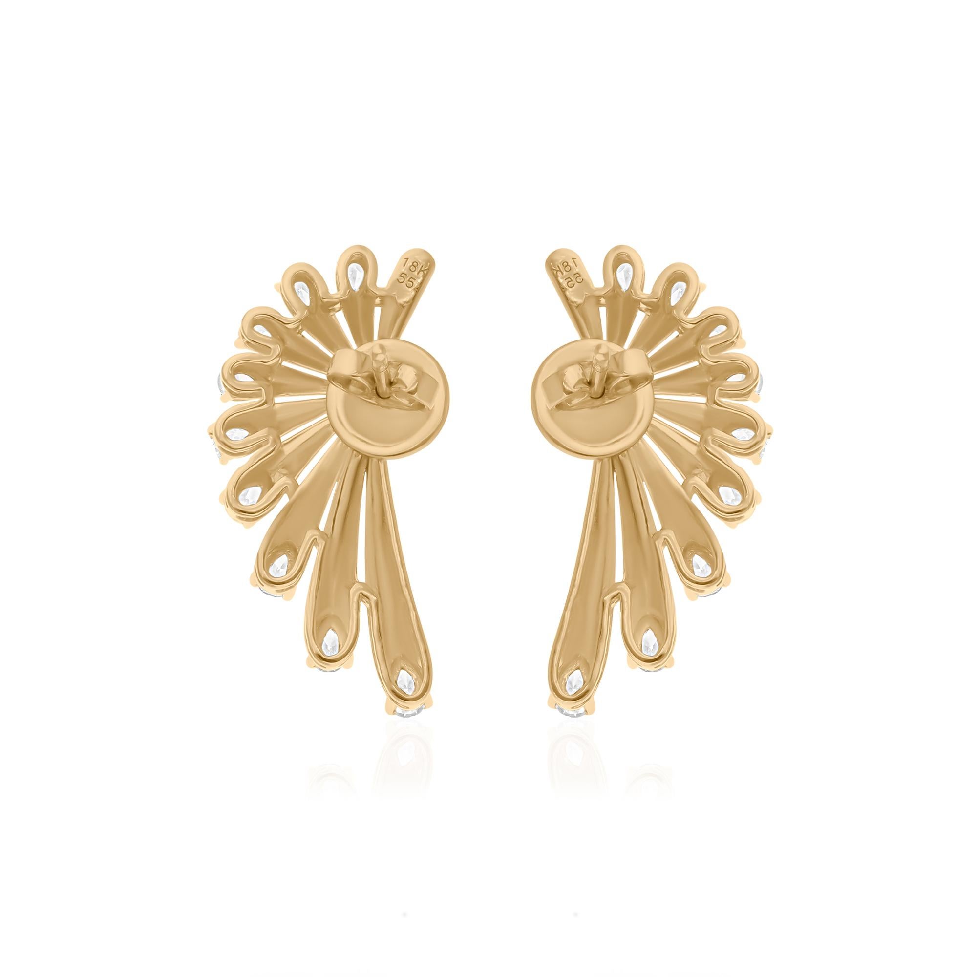Taille poire Boucles d'oreilles ailes d'ange en or jaune 14 carats avec diamants taille poire 1,59 carat SI/H en vente