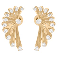 1,59 carati SI/H Pear Diamond Angel Wing Earrings Gioielli in oro giallo 18 carati