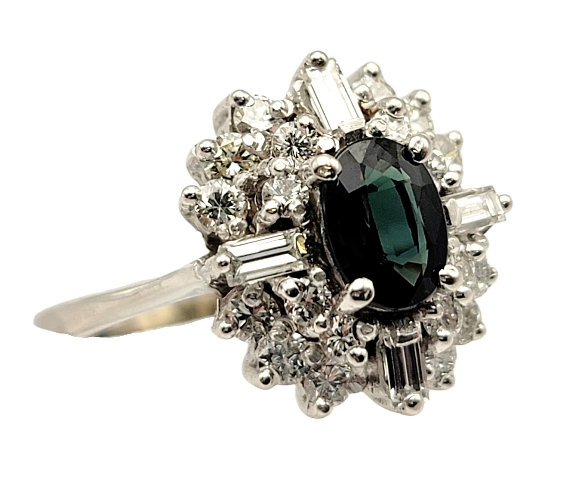 Ring size 5.25

Stunningly sparkly diamond halo ring with a lovely blueish-green chrome diopside center. The colored stone really pops against the icy white diamonds and polished white gold finish. A beautiful accent to any look. 

Ring size: