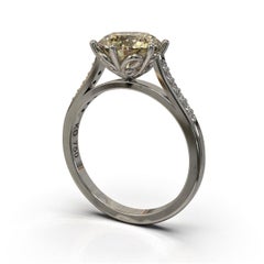 1.59 Carat Yellow Round Brilliant Cut Diamond Engagement Ring in 18 Carat Gold