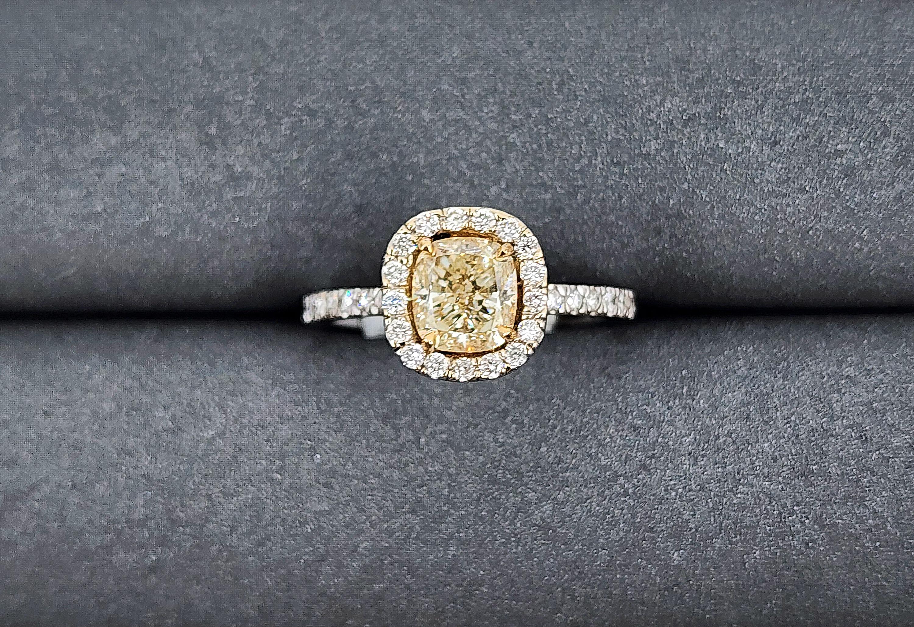 1.59 ct Natural Yellow Diamond Ring For Sale