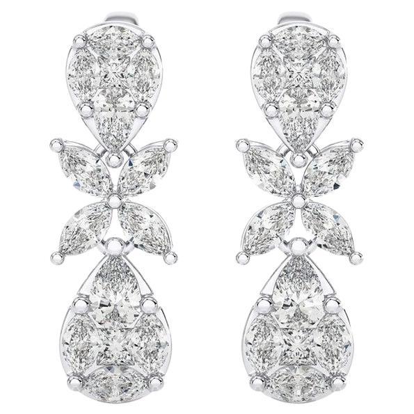 1.59 CTW Diamonds Tear Drop 14K White Gold Dangling Maria Collection Earrings