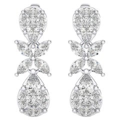 1.59 CTW Diamonds Tear Drop 14K White Gold Dangling Maria Collection Earrings