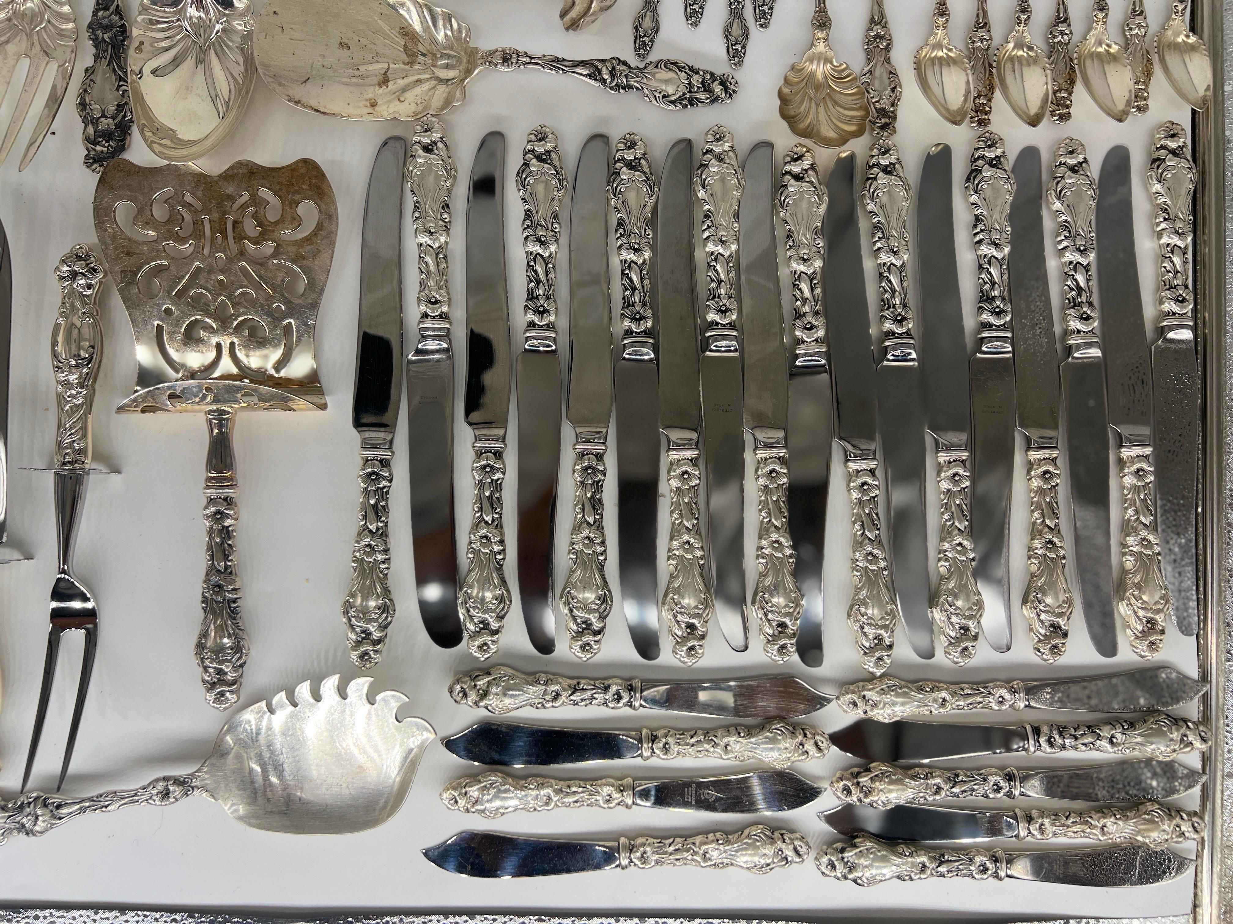 161 Pc, “Lily” Whiting Sterling Silver Flatware Service 5 Place Setting for 18 For Sale 2