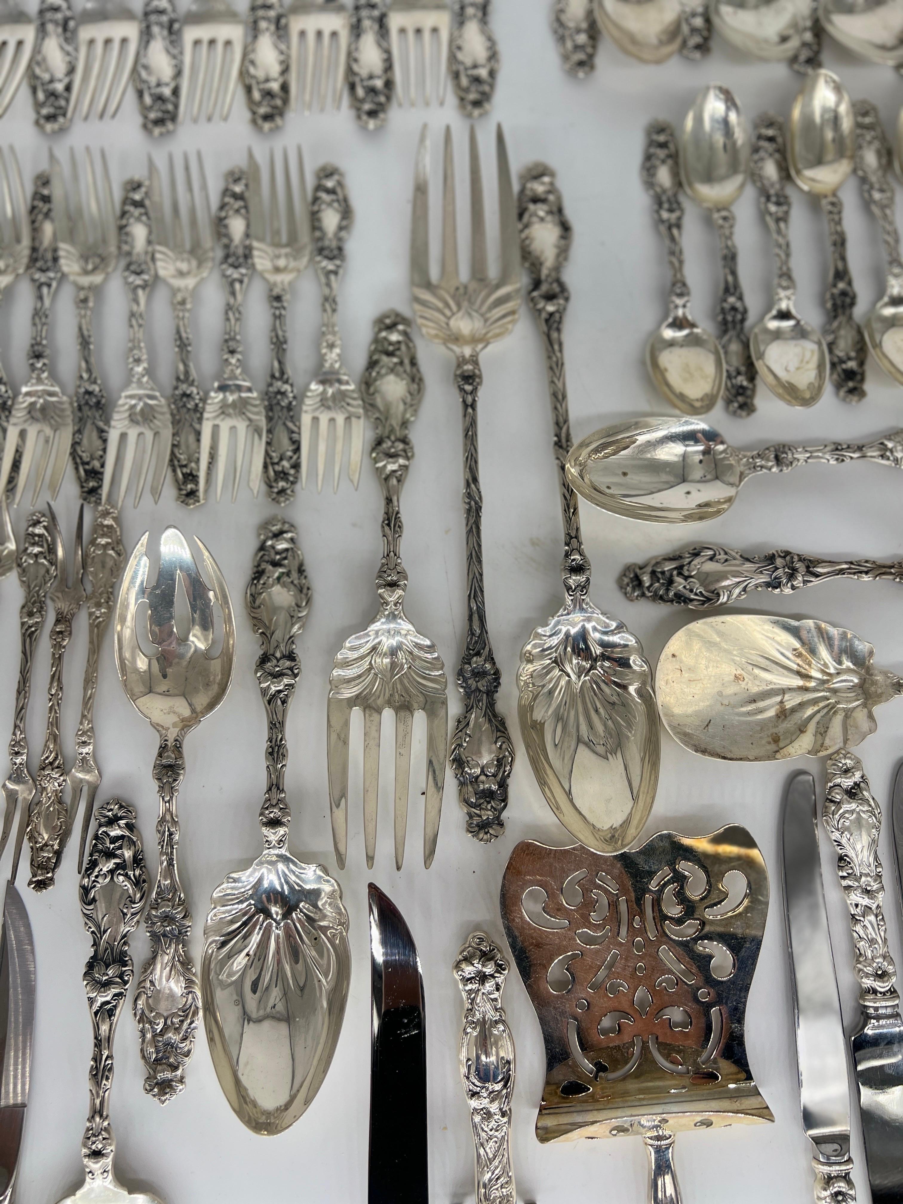 161 Pc, “Lily” Whiting Sterling Silver Flatware Service 5 Place Setting for 18 For Sale 4