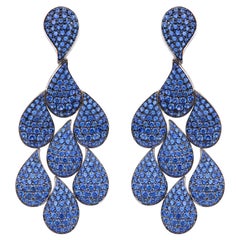 15.90 Carat Brilliant-Cut Blue Sapphire Chandelier Drop Earrings