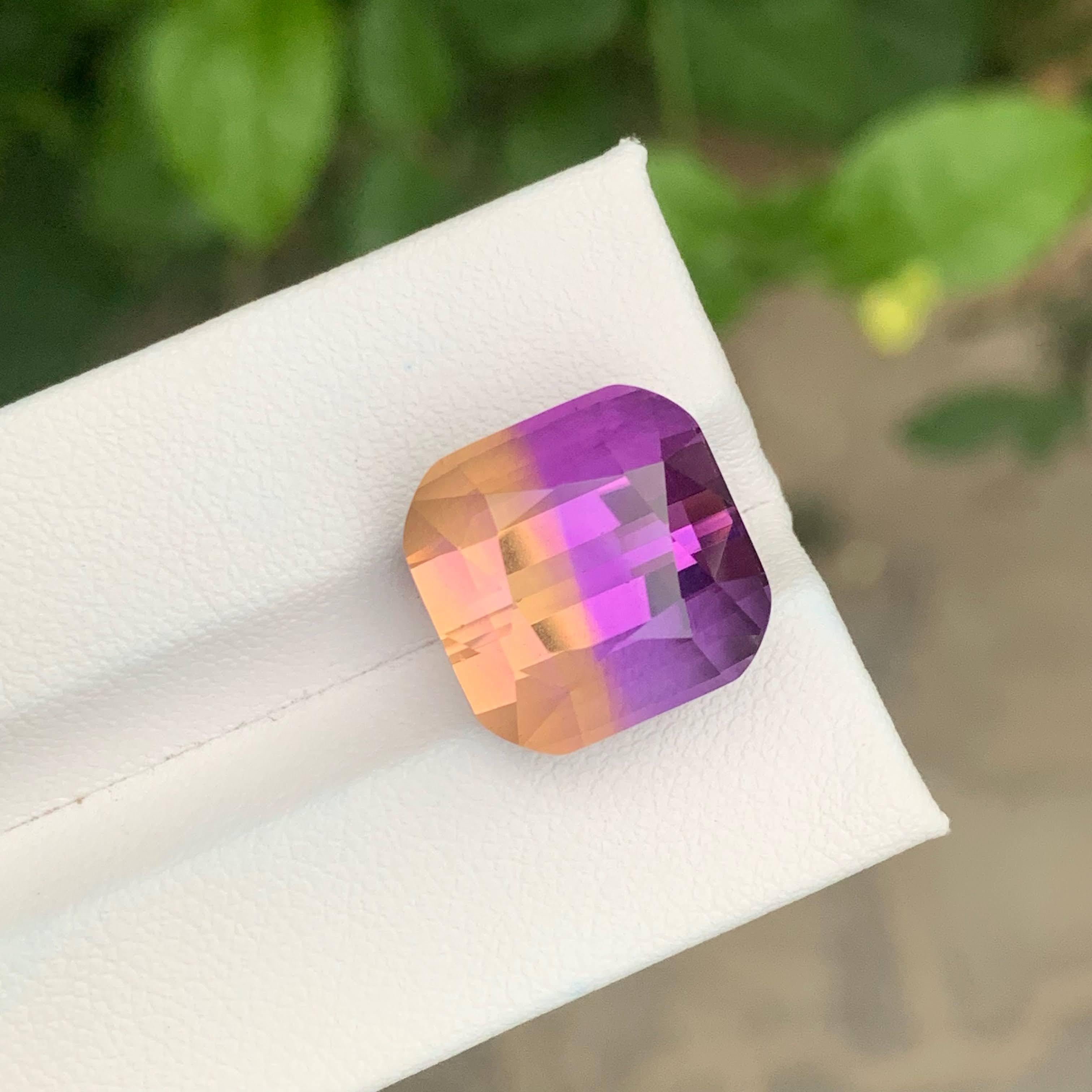 15,90 quilates de piedra ametrina bicolor suelta talla cojín gema natural brasileña en venta 4