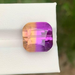 15.90 Carat Loose Bi Color Ametrine Stone Cushion Cut Natural Brazilian Gemstone
