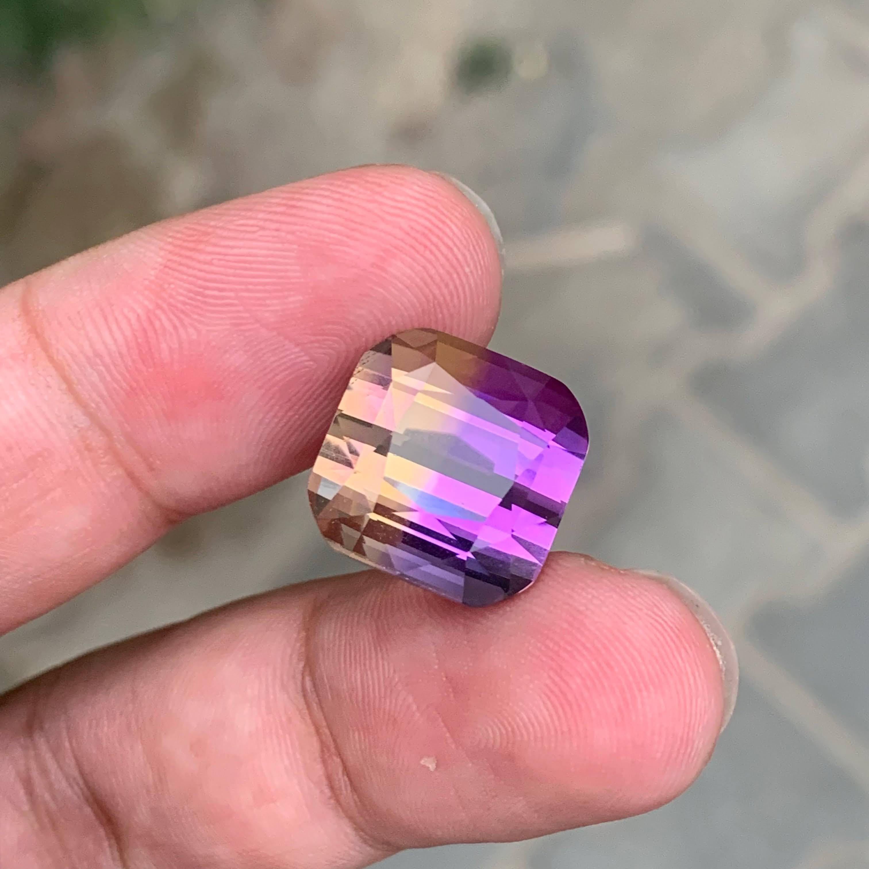 Femenino o masculino 15,90 quilates de piedra ametrina bicolor suelta talla cojín gema natural brasileña en venta